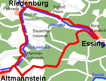 Radweg von Altmannstein über Riedenburg nach Essing und zurück