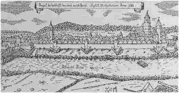 Stadtansicht von Gunzenhausen aus dem Jahr 1688